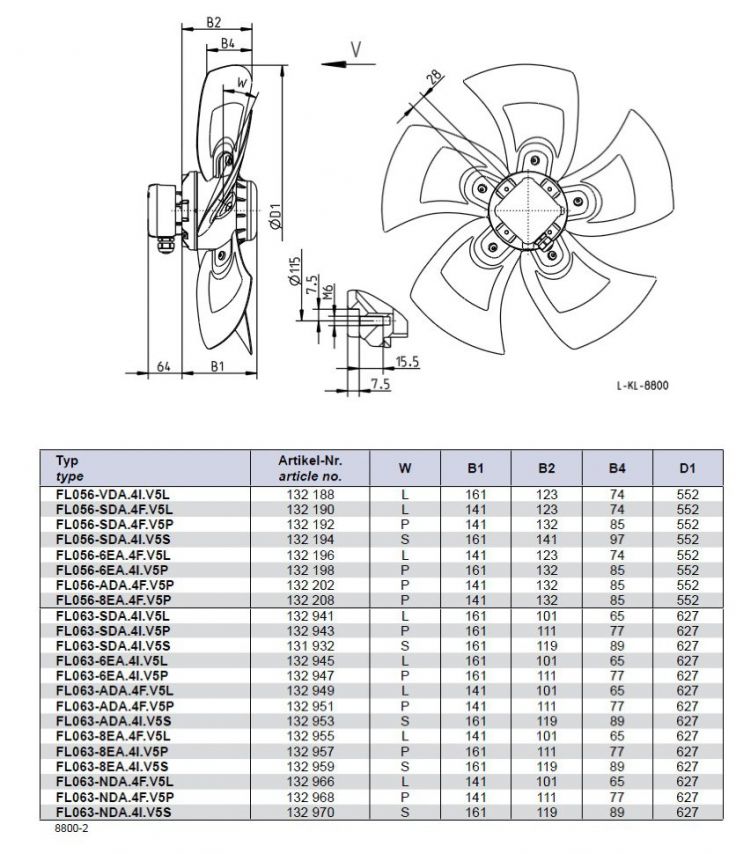 Габаритные размеры FL063-8EA.4I.V5P