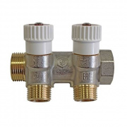 Коллектор регулирующий проходной STOUT SMB 6852 - 3/4" (НР/ВР) на 2 контура 1/2"(плоское уплотнение)