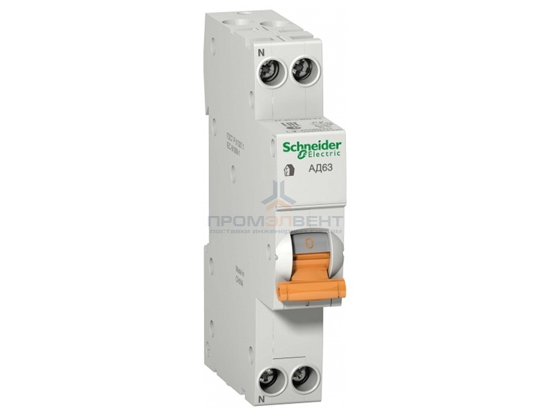 Дифференциальный автомат Schneider Electric АД63 1п+н 16A 30мA 4,5кА C